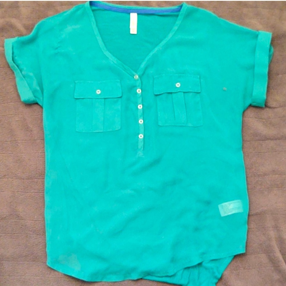 xhilaration | Teal Sheer Top